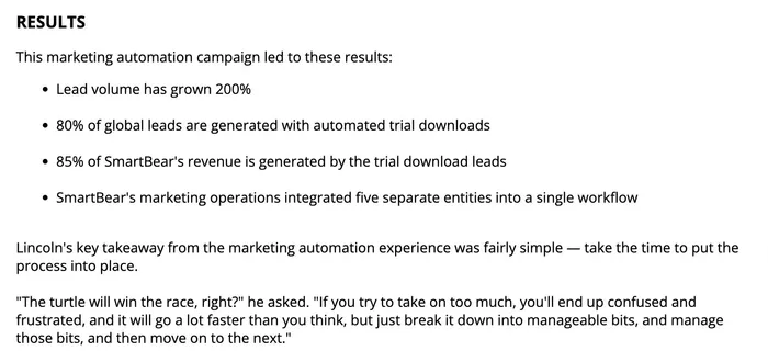 Marketing Automation 200 increase in lead volume for software company after implementation MarketingSherpa Marketing Automation 200 increase in lead volume for software company after implementation MarketingSherpa