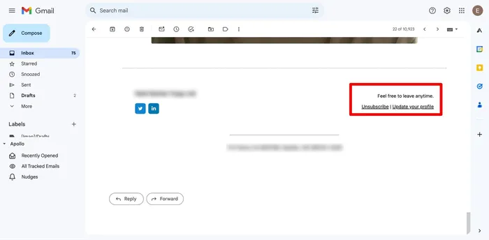 Unsubscribe notice Unsubscribe notice